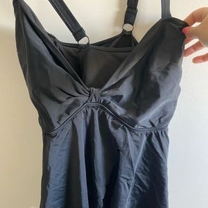 Forever 21 Black Scalloped One-Piece Swimsuit
